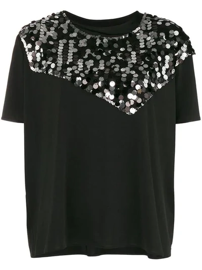 Mm6 Maison Margiela Sequin T-shirt In Black