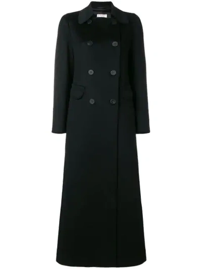 Alberto Biani Long Double Breasted Coat In Black