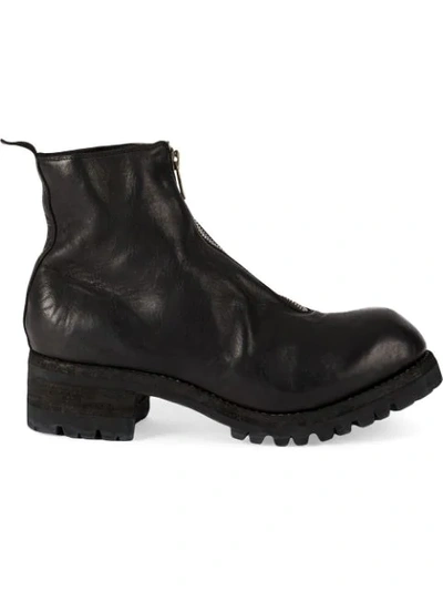 Guidi Front Zipped Up Boots In Black