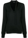 Tom Ford Belted Collar Sweater In Black