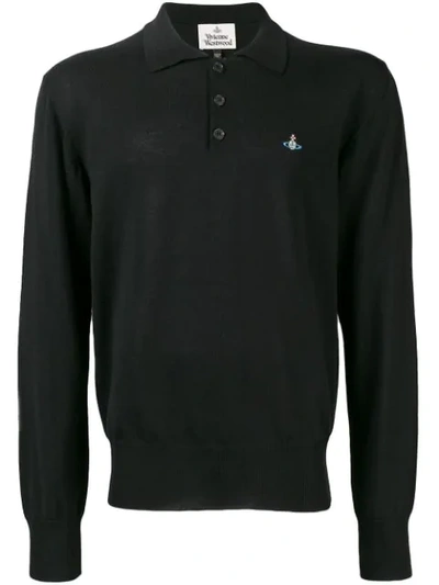Vivienne Westwood Logo Embroidered Polo Shirt In Black