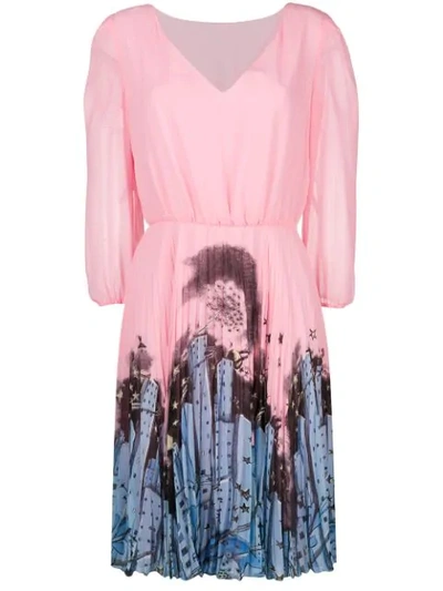 Moschino Pleated Midi Dress - Pink