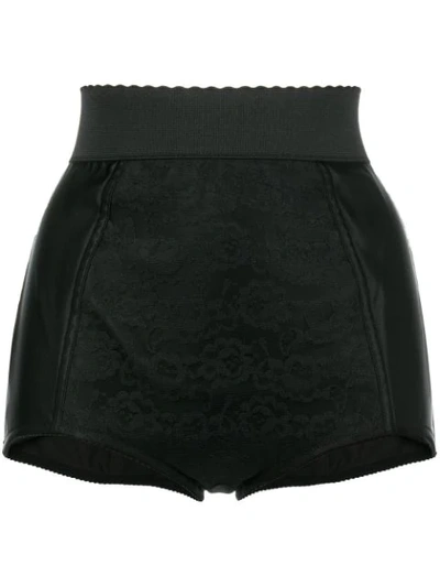 Dolce & Gabbana Lace-panelled Satin Shorts In Black