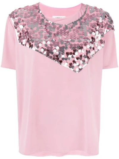 Mm6 Maison Margiela Sequin T-shirt In Pink