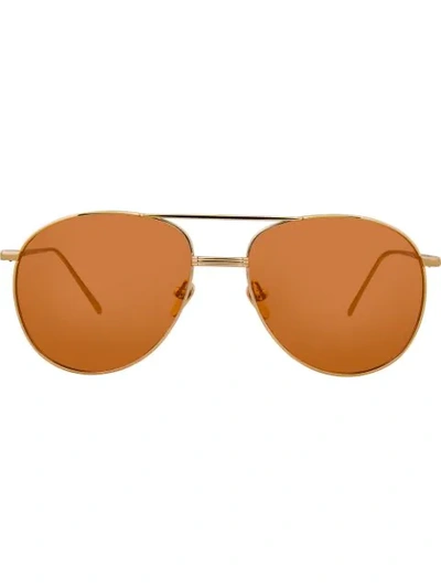 Linda Farrow 482 C8 Aviator Sunglasses In Metallic