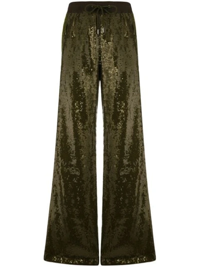 Alberta Ferretti Sequin Embellished Track Pants In Green