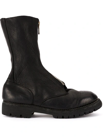 Guidi Front Zipped Up Boots - Black