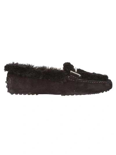 Tod's Fur Loafers In Black