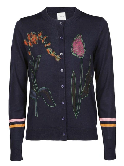Paul Smith Embroidered Floral Sweater In Blue