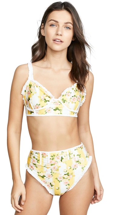 For Love & Lemons Charleston Bikini Top In Buttercreme