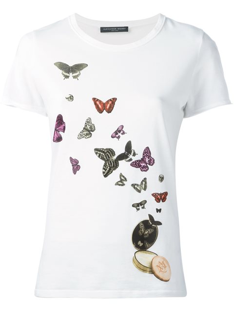 Alexander Mcqueen Butterfly And Moth Print T-shirt In White | ModeSens