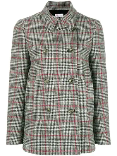 Red Valentino Prince Of Wales-checked Wool-blend Jacket In Grey