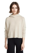 Theory Cashmere Crop Hoodie In Warm Stone