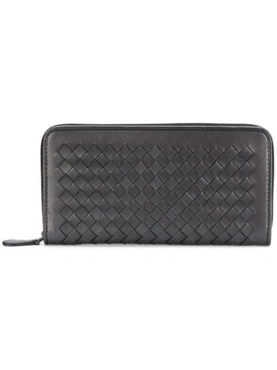 Bottega Veneta Intrecciato Weave Wallet In Grey