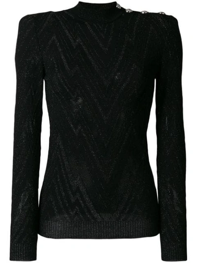 Balmain Buttoned Wool Sweater In Black