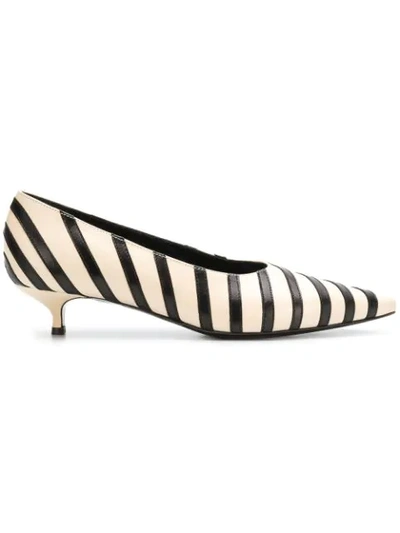 Sonia Rykiel Striped Pointed Kitten Heels - Neutrals