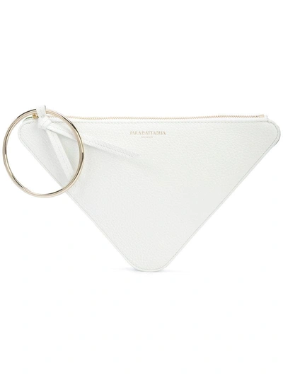Sara Battaglia Triangle Clutch Bag In White