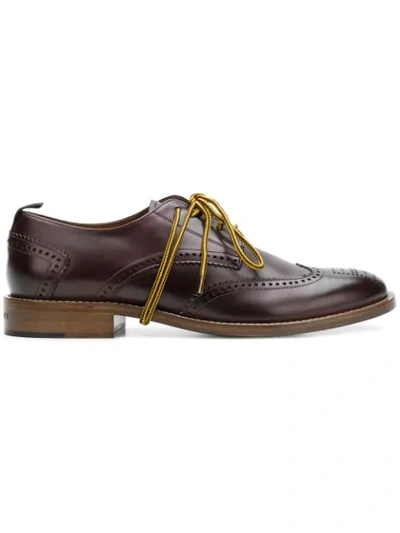 Givenchy Contrast Lace Brogues In 604 - Burgundy