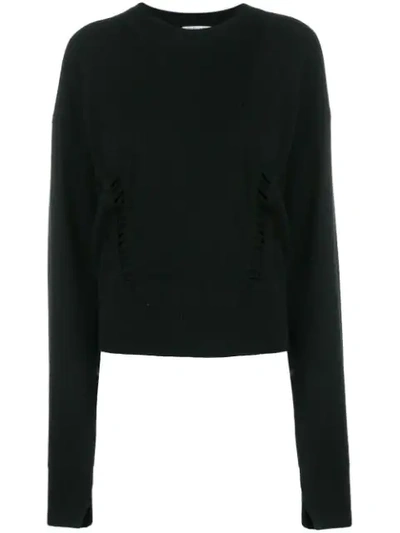 Helmut Lang Cropped Crewneck Sweater In Black
