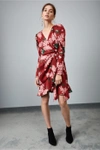 Keepsake This Moment Long Sleeve Wrap Dress In Deep Red Floral