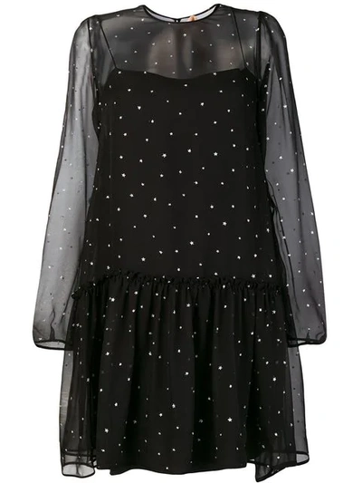 N°21 Glitter Star Sheer-layer Dress In Black