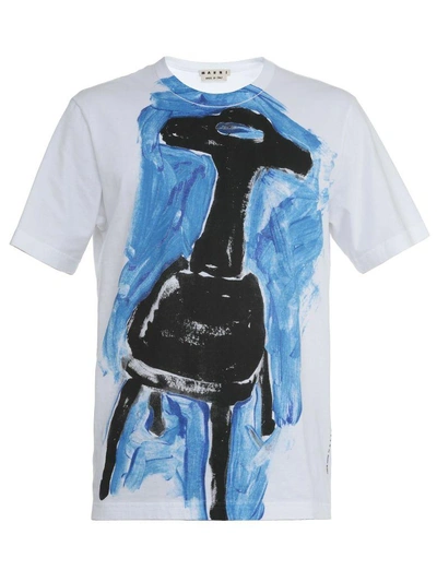 Marni Chair Paint Print T-shirt In White-blue