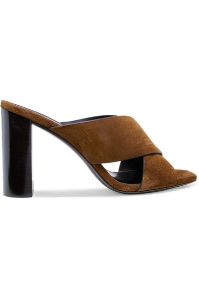 Saint Laurent Suede Loulou Mules 95 In Camel