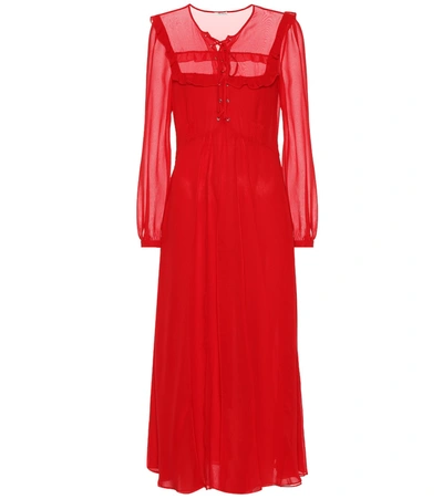 Miu Miu Silk Georgette Dress In Red