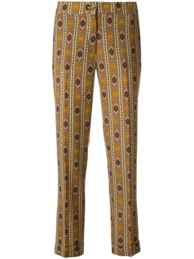 Etro All-over Print Trousers In Yellow