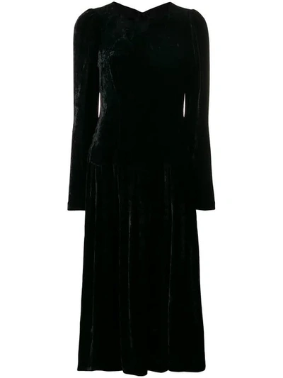 Stella Mccartney Open-back Satin-trimmed Velvet Midi Dress In Black