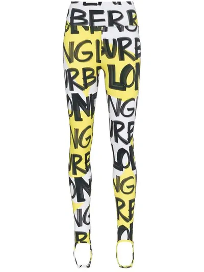 Burberry Graffiti Logo Stirrup Leggings In Yellow