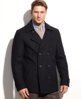 Calvin Klein Wool-blend Double-breasted Pea Coat In Midnight | ModeSens