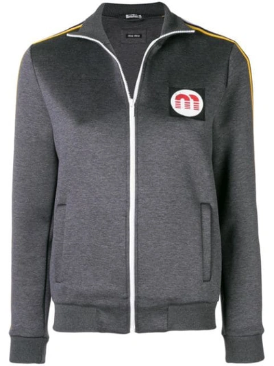 Miu Miu Zip Front Sweatshirt In Grey