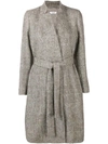 Peserico Plaid Belted Coat In Neutrals