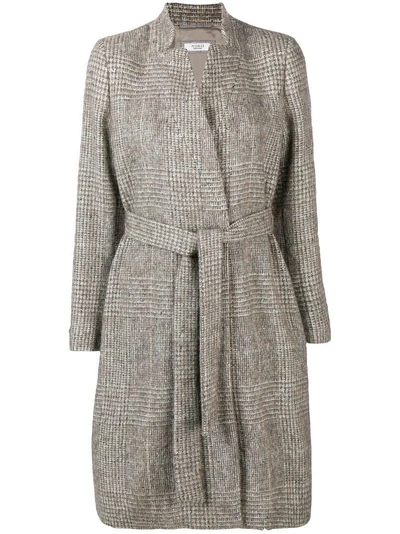 Peserico Plaid Belted Coat In Neutrals