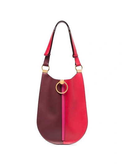 Marni Lilac Earring Leather Shoulder Bag In Ruby + Red