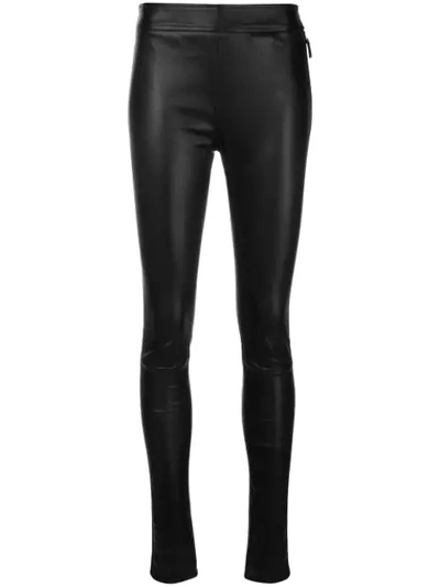 Roberto Cavalli Leather Leggings In Black