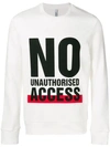 Neil Barrett 'no Unauthorised Access' Sweatshirt In White