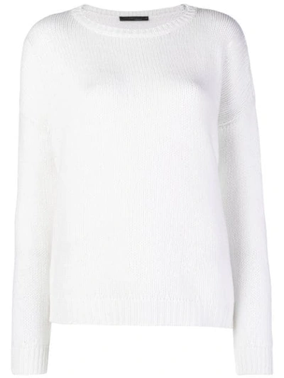 Incentive! Cashmere Round Neck Sweater - White