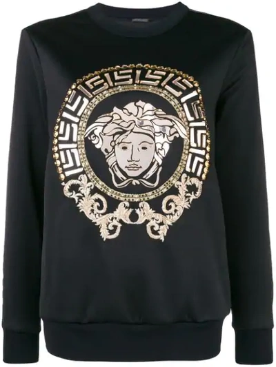 Versace Medusa Embellished Sweatshirt - Black