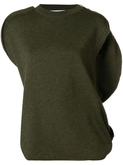 Jw Anderson Asymmetric Knitted Top In Green