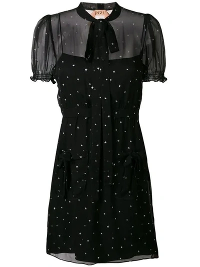 N°21 Star-print Mini Dress In Black