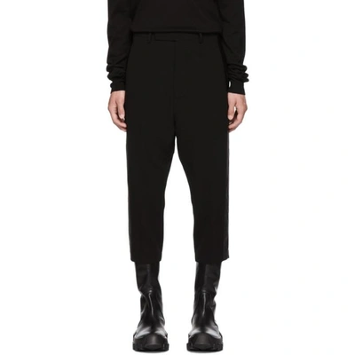 Rick Owens Black Cropped Tux Trousers In 09 Black