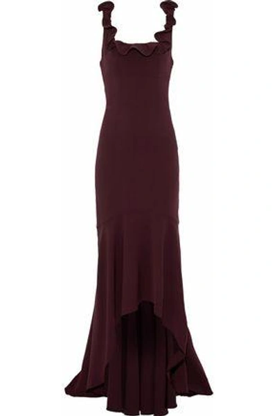 Cinq À Sept Woman Asymmetric Ruffle-trimmed Crepe Gown Grape