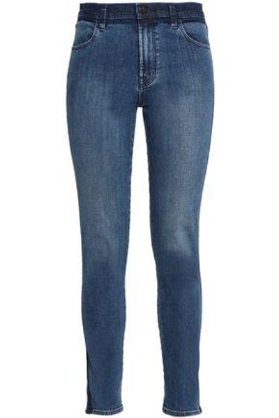 J Brand Maria Faded High-rise Skinny Jeans In Mid Denim