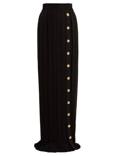 Balmain Fitted Midi Pencil Skirt In Black
