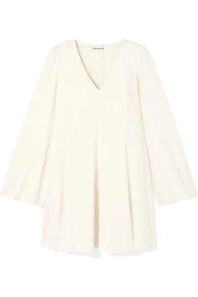 Elizabeth And James Bethany Long-sleeve V-neck Paneled Mini Dress, Ivory