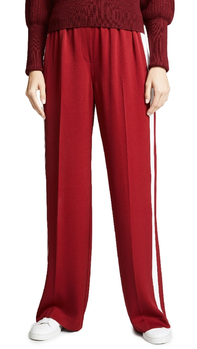 Elizabeth And James Kelly Striped Crepe Track Pants In Ruby/white
