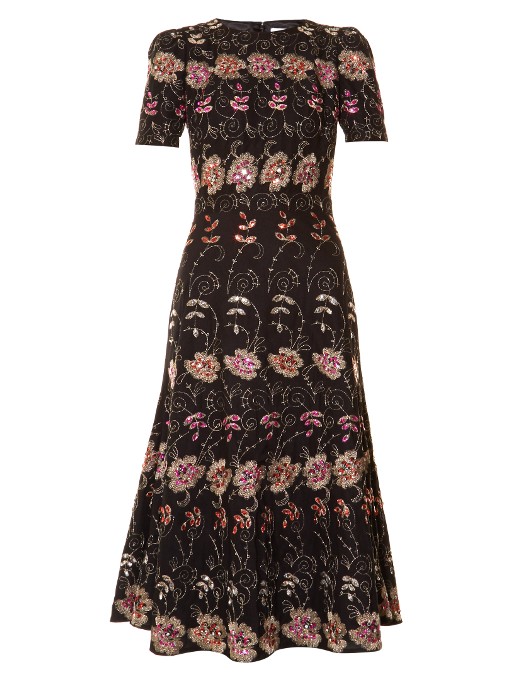 Givenchy Floral-embroidered Short-sleeved Midi Dress | ModeSens