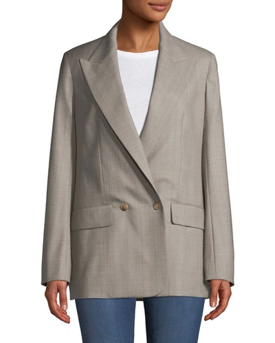 The Row Presner Double-breasted Canvas Wool Blazer In Taupe